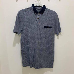 Navy diamond patter weave Polo
